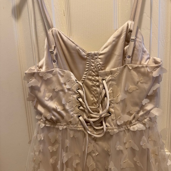 Butterfly corset midi dress with lace up back and adju straps, beige size small - Picture 4 of 4